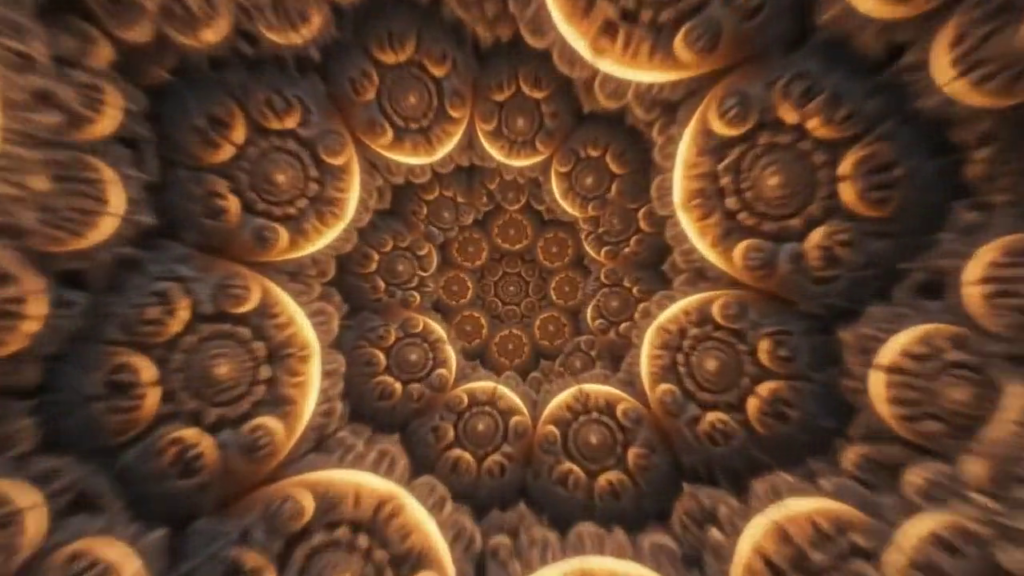 Amber Ten-Petal Lotus - Living Mandelbulb Video