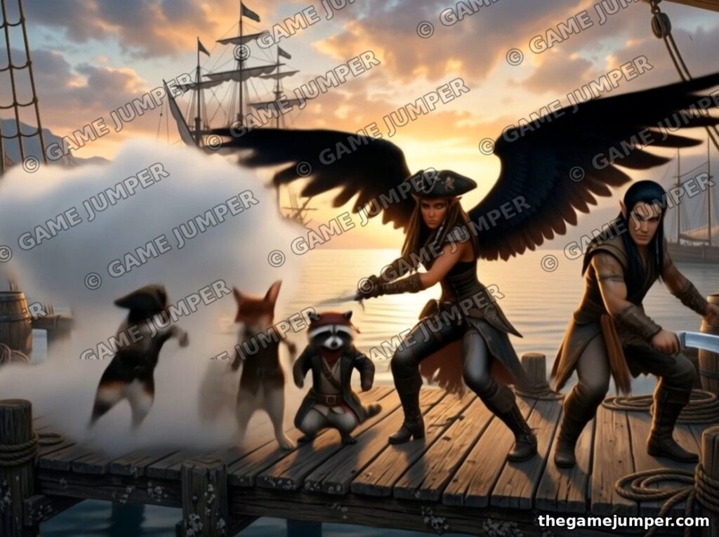 Smoke and Steel — Digital Art — Steampunk Pirate Crew fantasy digital art by Game Jumper Fairy Shop