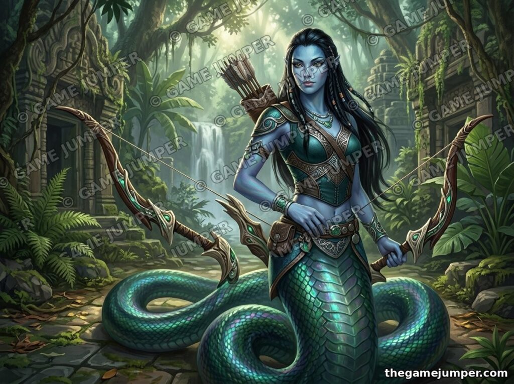 Naga — Serpent Archer of the Ancient Jungle — Digital Art — Nagas fantasy digital art by Game Jumper Fairy Shop