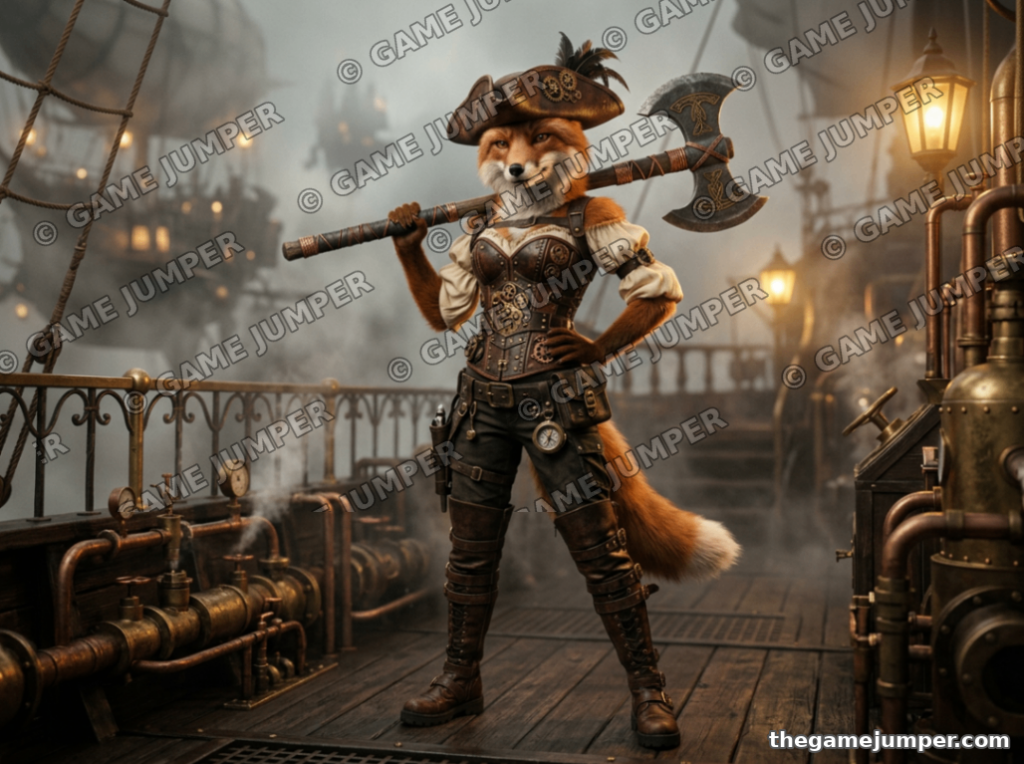 Vex on the Storm Deck — Digital Art — Steampunk Pirate Crew fantasy digital art by Game Jumper Fairy Shop