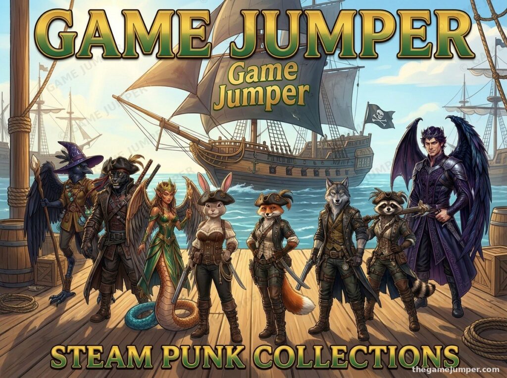 Steampunk Adventurer Trio with Map and Treas - Original Fantasy Art