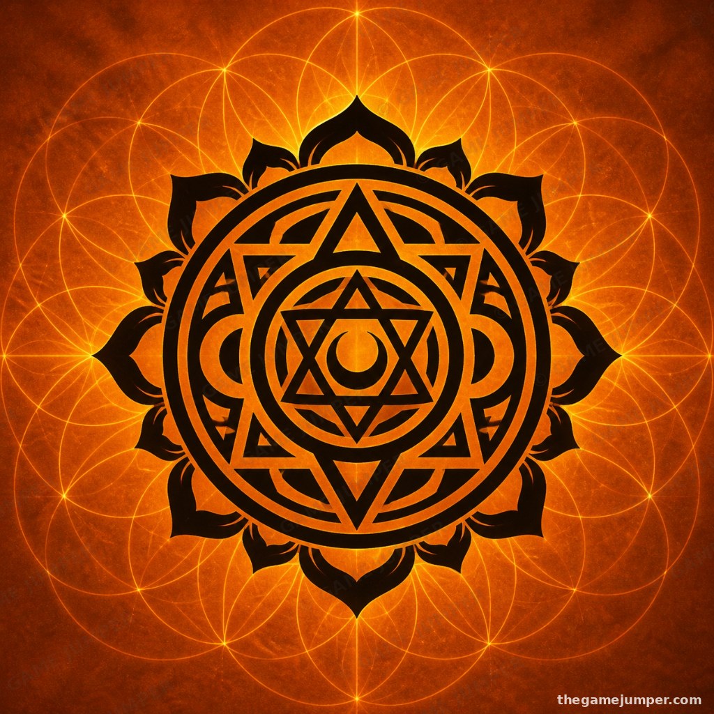 Amber Ten-Petal Lotus - Sacred Geometry Sigil (Digital Art)